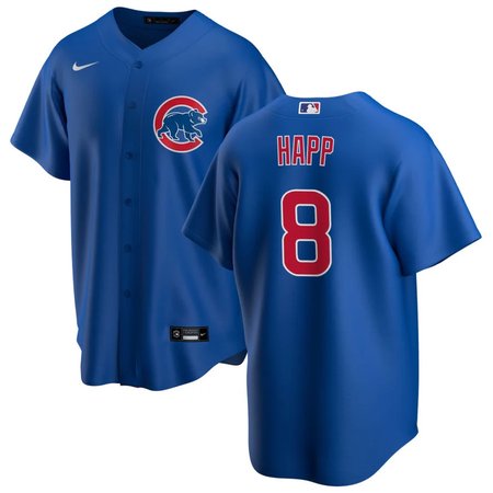 Men's Chicago Cubs #8 Ian Happ Royal Cool Base Stitched Baseball Jersey